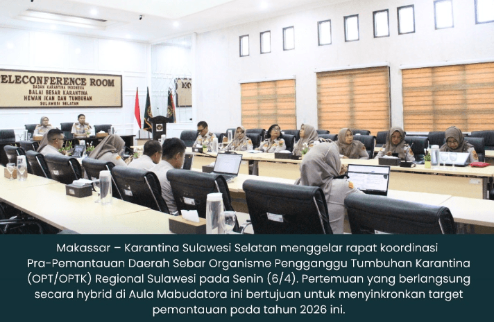 Perkuat Biosekuriti, UPT Karantina Se-Sulawesi Matangkan Strategi Pemantauan OPTK 2026