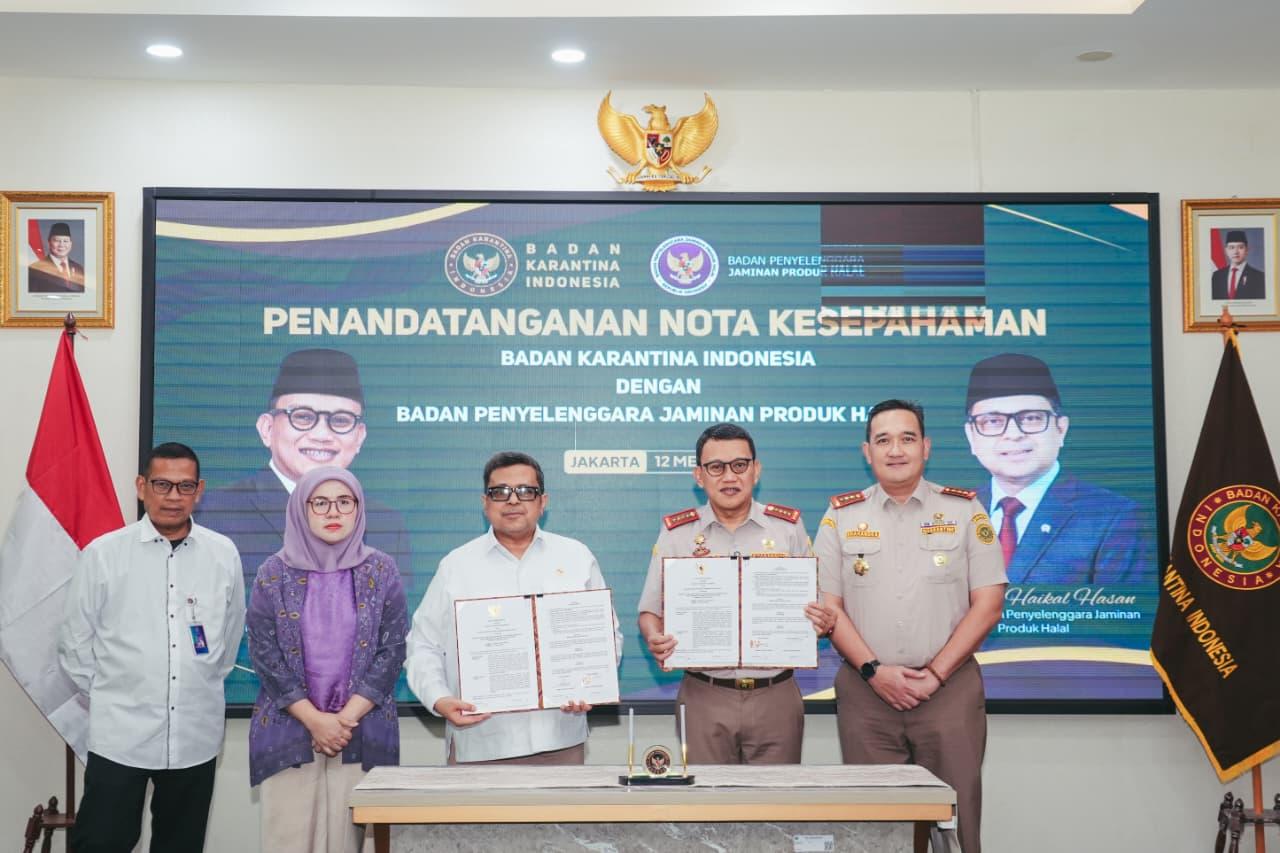 Barantin dan BPJPH Resmi Teken MoU, Perkuat Pengawasan Terintegrasi Keamanan Hayati dan Produk Halal di Pintu Masuk Negara