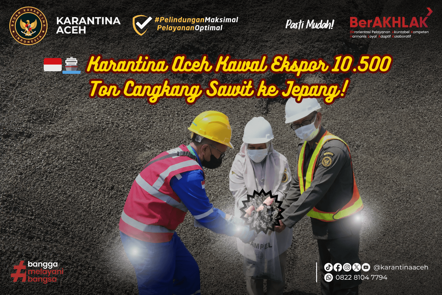 Karantina Aceh Kawal Ekspor 10.500 Ton Cangkang Sawit ke Jepang!