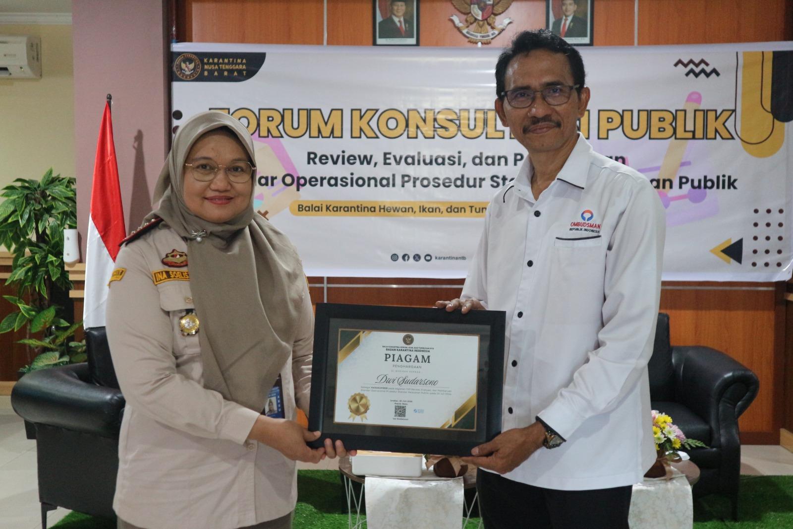 Masukan Masyarakat Jadi Dasar Karantina NTB Sempurnakan Standar Pelayanan Publik